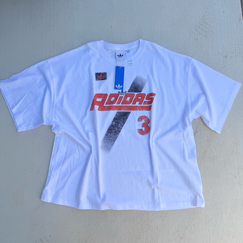 Adidas Originals Distressed Spellout Tee XL NWT White Retro Sportswear Shirt